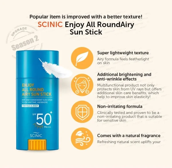 scinic enjoy super active airy sun stick mini-15g - Image 2