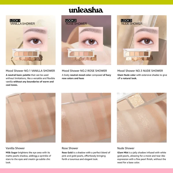 UNLEASHIA Mood Shower Eye Palette No.3 Nude Shower - Image 8